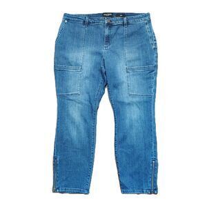 SUSAN GRAVER Utility Zip Ankle 16P 16 Petite Short Women's Stretch Jeans